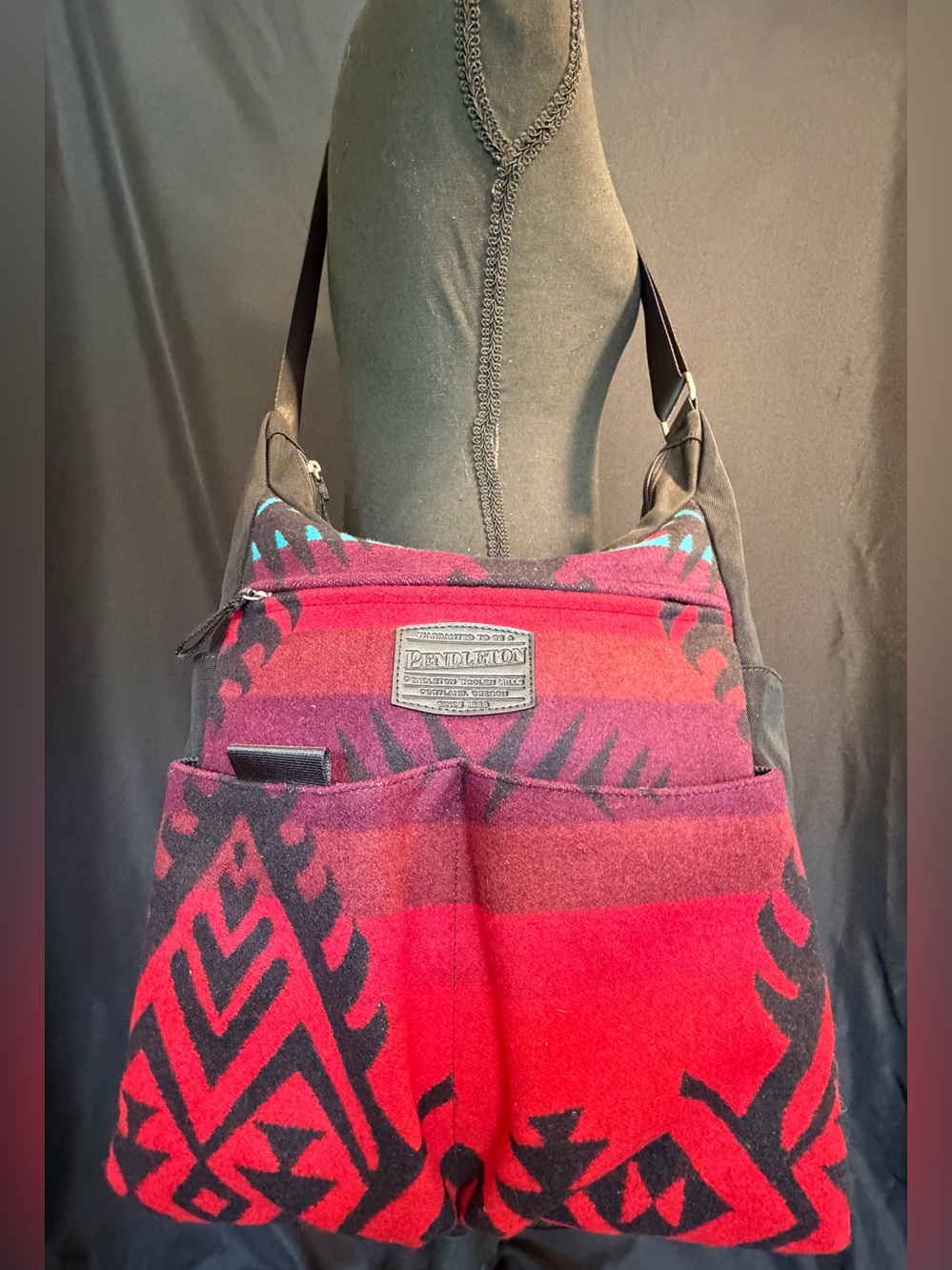 Pendleton Wool Blend Crossbody Tote Bag Southwest Print Adjustable Strap